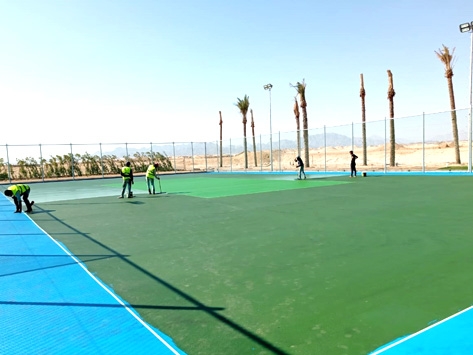 OUTDOOR ACRYLIC SPORTS FLOORING IN PROGRESS